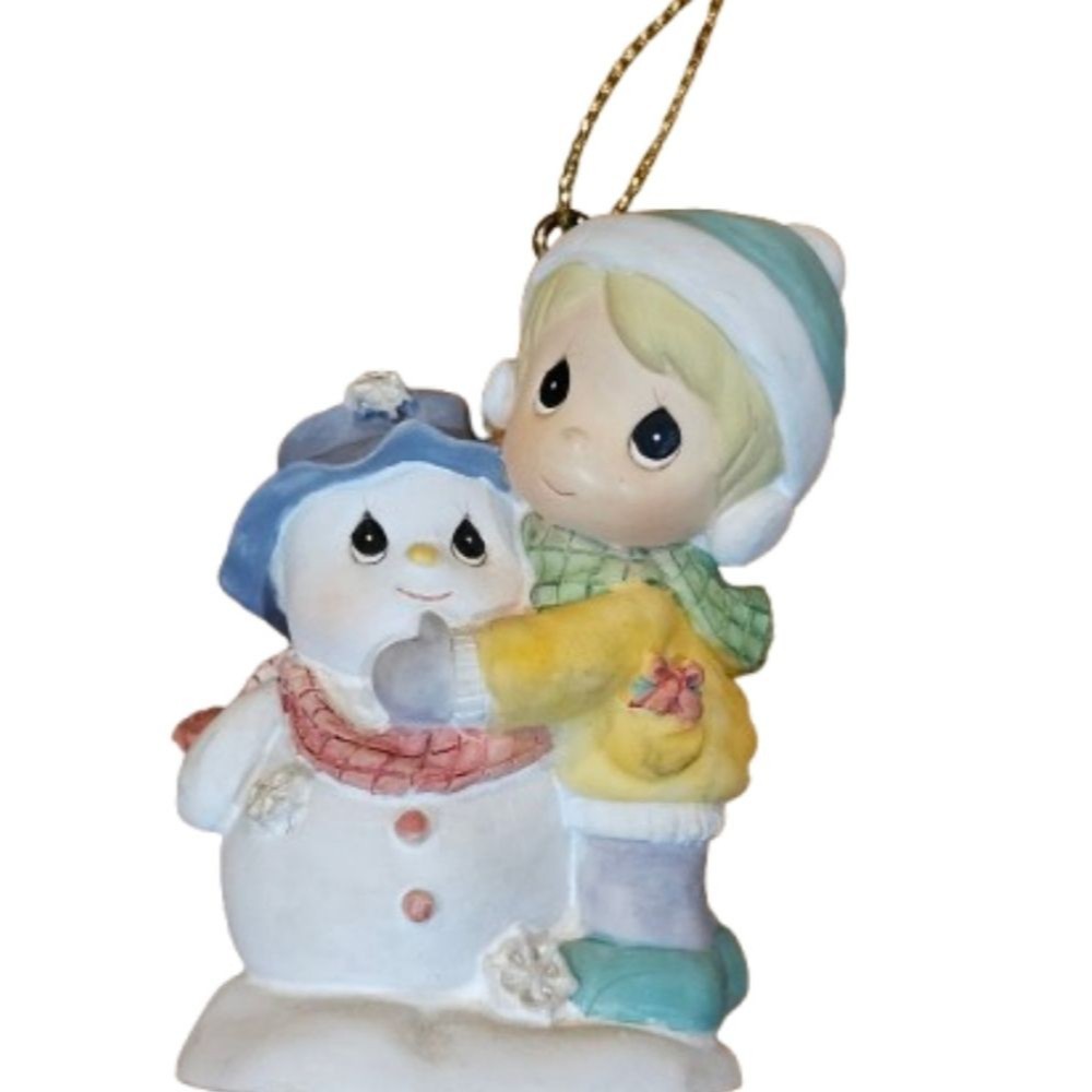 Precious Moments Girl / Snowman Wind Chime / Ornament 1999 Collection